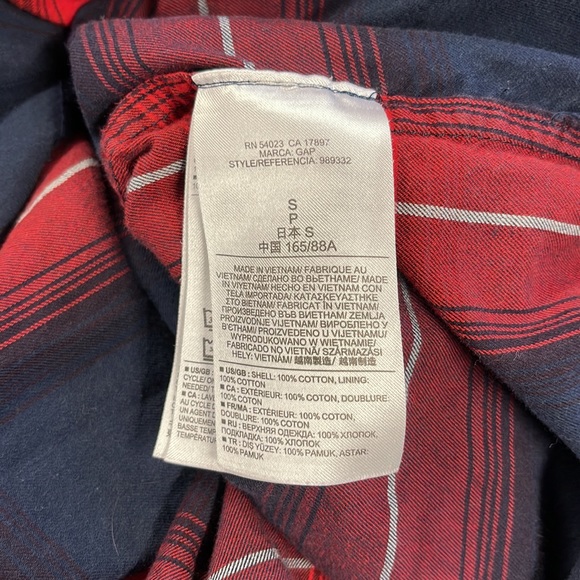 Gap Plaid Red White Blue Cotton Long Sleeve Shirt Small - Picture 9 of 10